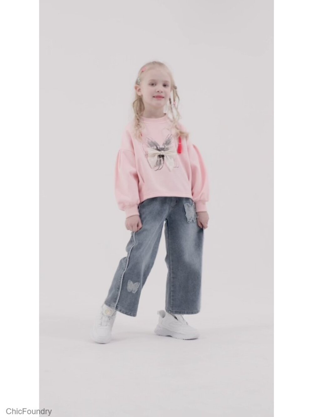 Girls Long Sleeve T-Shirt and Jeans 2-Piece Clothing Set - Picture 4 of 4
